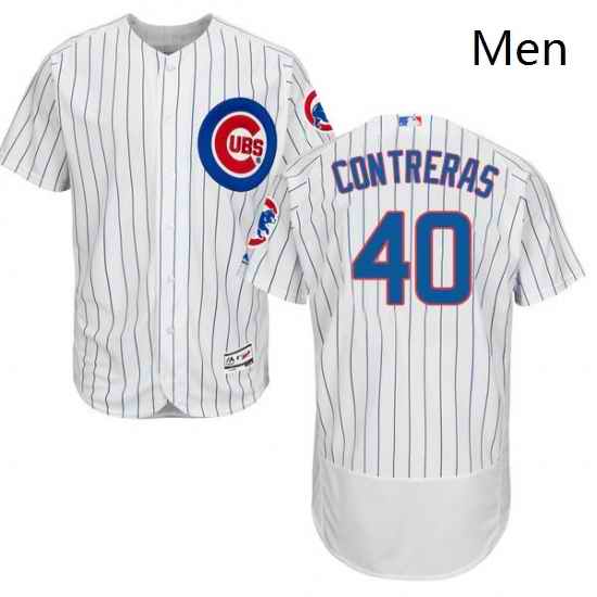 Mens Majestic Chicago Cubs 40 Willson Contreras White Home Flexbase Authentic Collection MLB Jersey